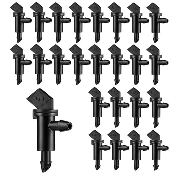 BEADNOVA Flag Drip Emitters 25 Pcs Flag Irrigation Drippers 1 GPH Adjustable Dripper Sprinklers for Irrigation Drip Line Gardening Trees Palnts (1 GPH, 4L/H)