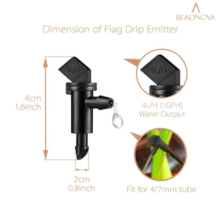 BEADNOVA Flag Drip Emitters 25 Pcs Flag Irrigation Drippers 1 GPH Adjustable Dripper Sprinklers for Irrigation Drip Line Gardening Trees Palnts (1 GPH, 4L/H)