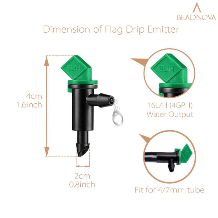 BEADNOVA Flag Irrigation Drippers 25 Pcs Flag Irrigation Drippers 4 GPH Adjustable Dripper Sprinklers for Irrigation Drip Line Gardening Trees Palnts (4 GPH, 16L/H)