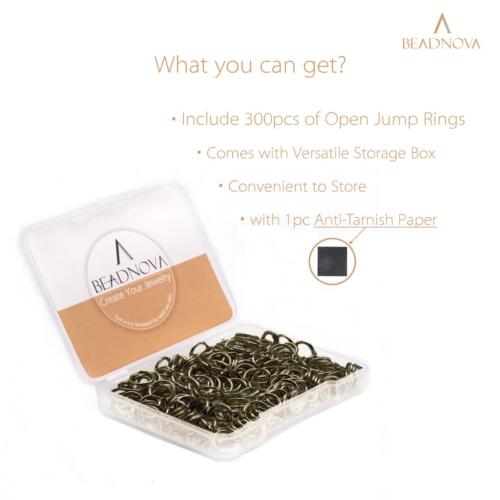 BEADNOVA 8mm Open Jump Rings Copper Jump Rings for Jewelry Making and Keychains (300Pcs)