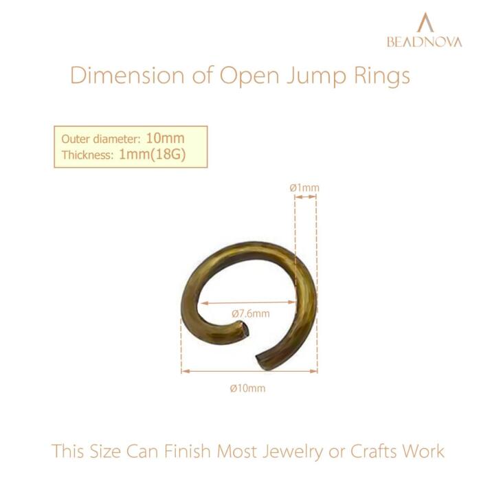 BEADNOVA 10mm Jump Rings Copper Jewelry Jump Rings for Jewelry Making Open Jump Rings for Keychains (300Pcs)