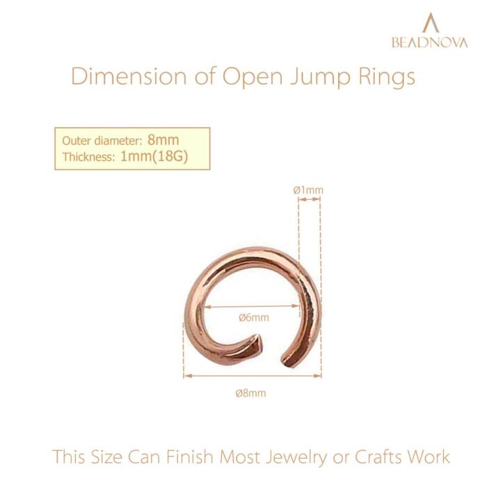 BEADNOVA 8mm Open Jump Rings Rose Gold Jump Rings for Jewelry Making and Keychains (300Pcs)