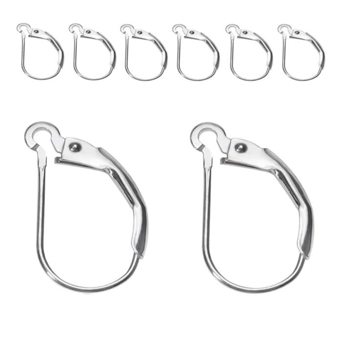 BEADNOVA 925 Sterling Silver Leverback Earring Hooks 8pcs Interchangeable French Ear Wire Lever Back Earwire for Jewelry Making Crafting