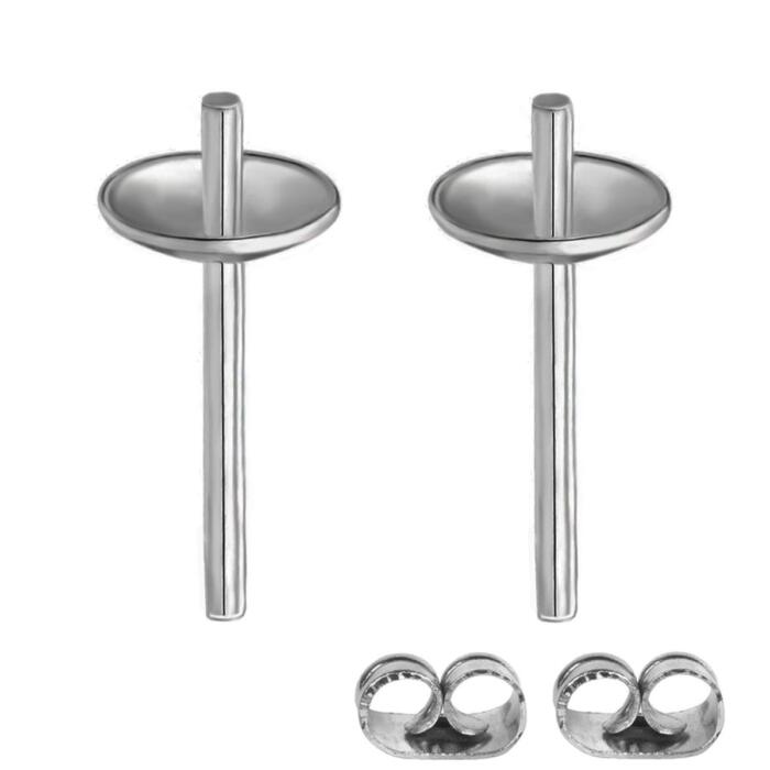 BEADNOVA Stainless Steel Earring Posts 60pcs with 8mm Setting Pearl Cup Stud Earrings for Pearl Setting with Earring Backs for Jewelry Making Earring Making Earring DIY (Stainless Steel, 60pcs)