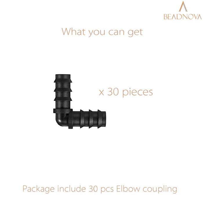 BEADNOVA Drip Irrigation Connectors 30 Pcs 1/2 Inch Barbed Connector Elbow Couplings Irrigation Connectors for 1/2 Inch Drip Tubing Water Tubing Gardening Irrigation Supplies (30pcs)