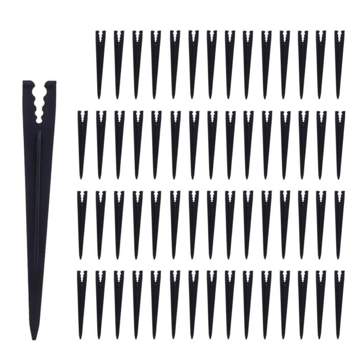 BEADNOVA Drip Irrigation Stakes 60pcs Drip Line Stakes for 1/4 Inch Tubing Hose Irrigation Support Stakes for Gardening Patio Lawn