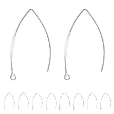 BEADNOVA V Shape Ear Wire Long Earring Wire Earring Hook for Dangle Earring Making Jewelry Making Earring DIY (Silver 43mm, 10pcs)