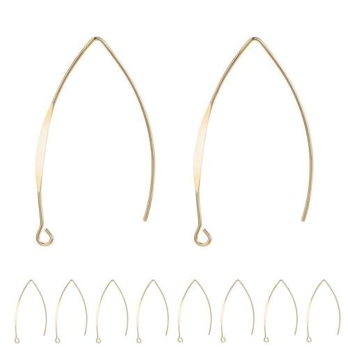 BEADNOVA V Shape Ear Wire Long Earring Wire Earring Hook for Dangle Earring Making Jewelry Making Earring DIY (Gold 43mm, 10pcs)