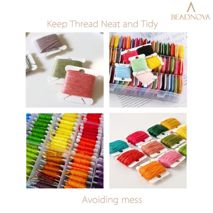 BEADNOVA Embroidery Floss Bobbins 150pcs Embroidery Thread Holder Floss Holder Thread Bobbins for Embroidery Floss Cross Stitch Thread Crafting Sewing