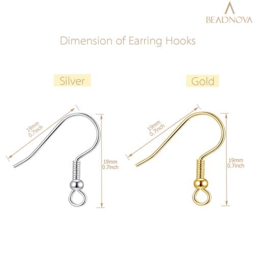 BEADNOVA Earring Hooks 300pcs Earring Kits with Rubber Earring Backs Earring Hook for Jewelry Making DIY Earring Supplies (300pcs Mix Earring Hooks and 300pcs Earring Backs, Total 600pcs)
