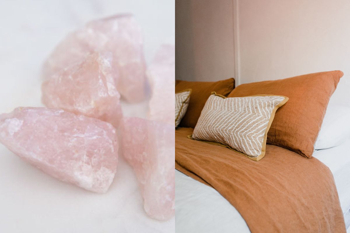 Rose quartz under shop bed