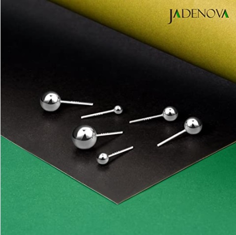 JADENOVA 925 Sterling Silver Ball Stud Earrings-10mm-4