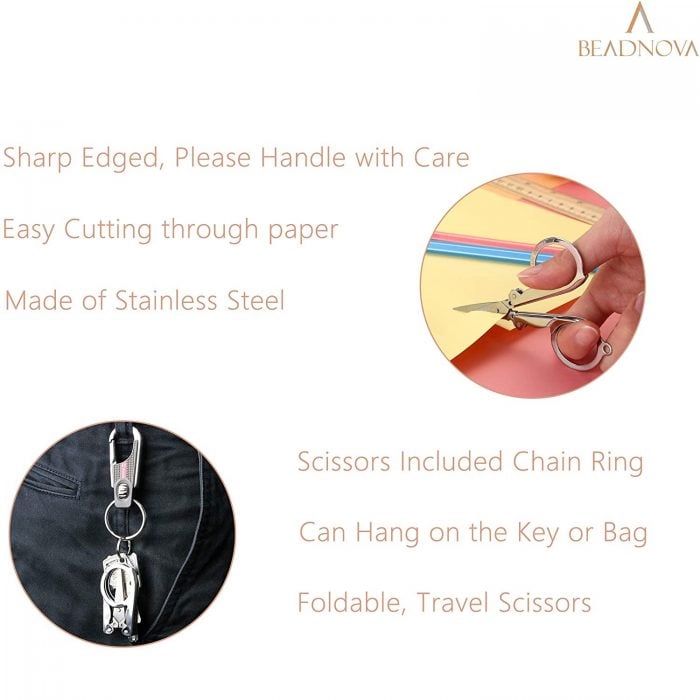 beadnova Folding Scissors with Keychain