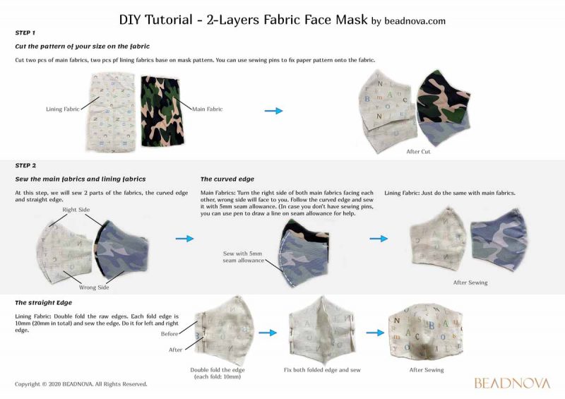 Olson face mask with filter pocket sewing instruction