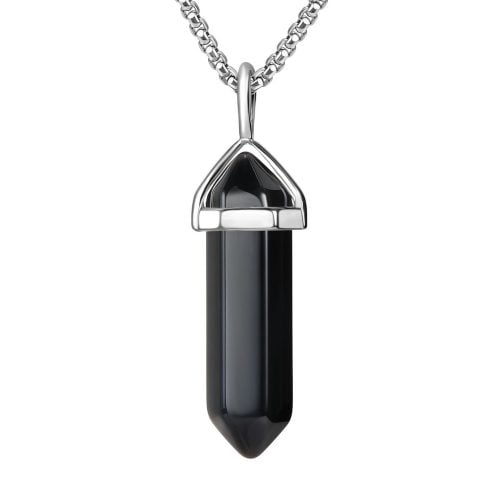 black onyx crystal necklace