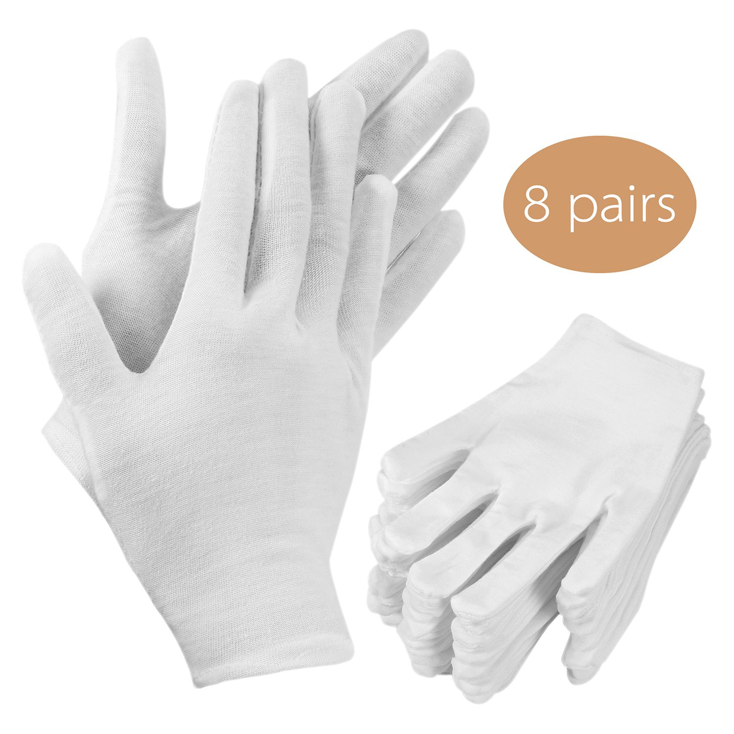 48 Pairs White Cotton Gloves Soft Archival Gloves Cleaning Serving Gloves for Dry Hand Moisturizing Jewelry Silver Inspection Coin Collection 