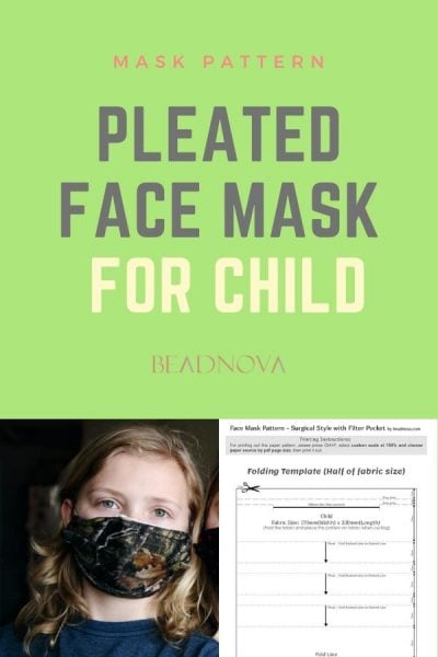 free printable pleated face mask sewing pattern for child