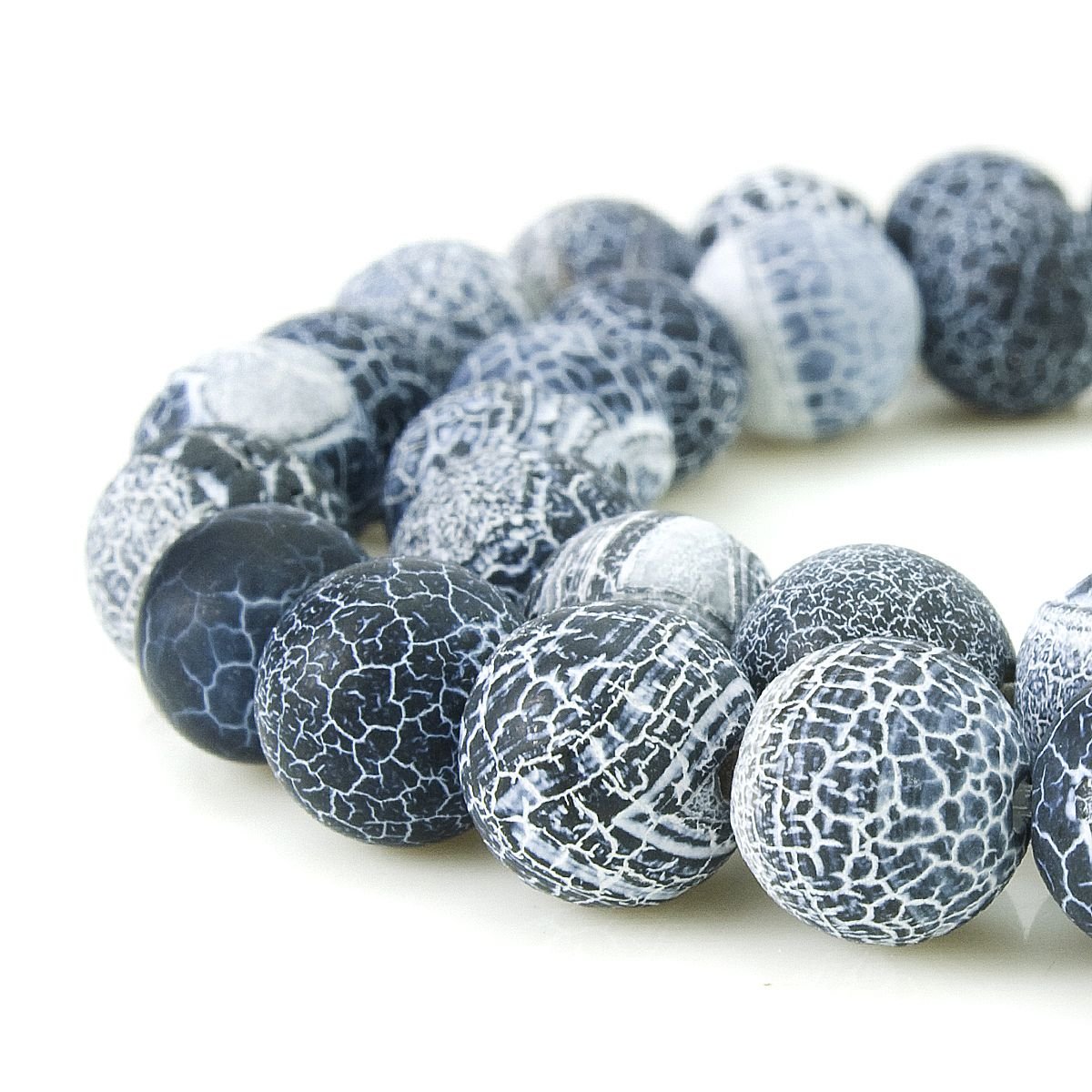 Black Frosted Agate beads