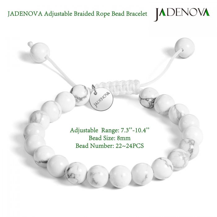 EvaDane Natural Hematite Gemstone Rope Bead Hamsa Charm Stretch Bracelet