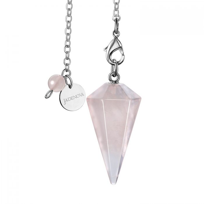 rose quartz crystal pendulum necklace