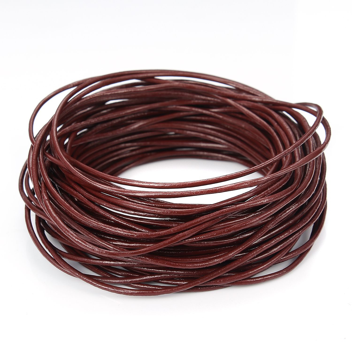 Coffee 2.0mm Round Genuine Leather Cord for Necklace Bracelet Beading Jewelry Making 10M（11Yards） 