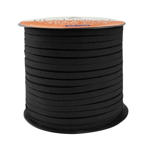 5mm Flat Leather Cord Faux Suede Cord 50 Yards Roll Spool for Necklace Bracelet Jewelry Making (Black)