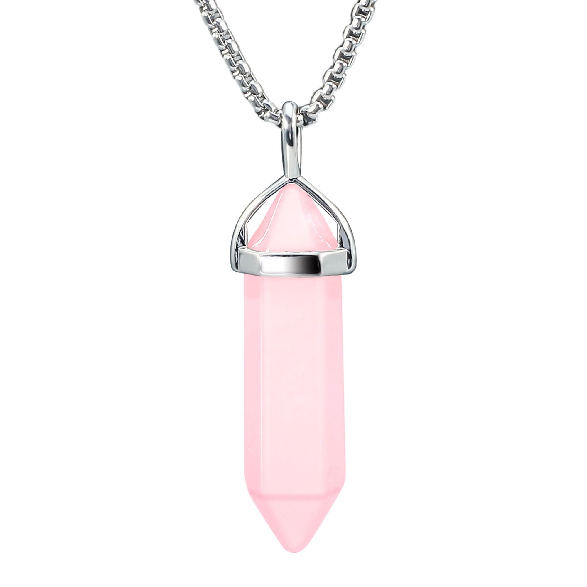 YANCHUN Healing Crystal Necklaces Rose Quartz Necklace Healing Amethyst Necklace for Women Girls 