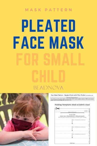Free printable pleated face mask sewing pattern for small child