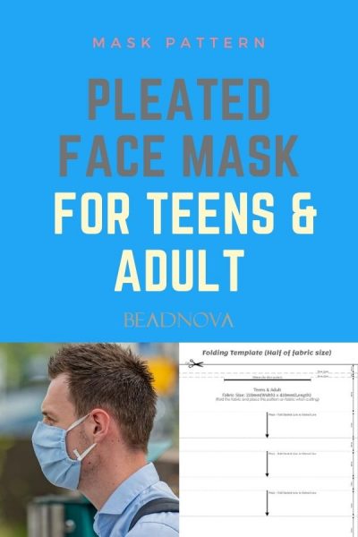 Free printable pleated face mask sewing pattern for teens & adult 