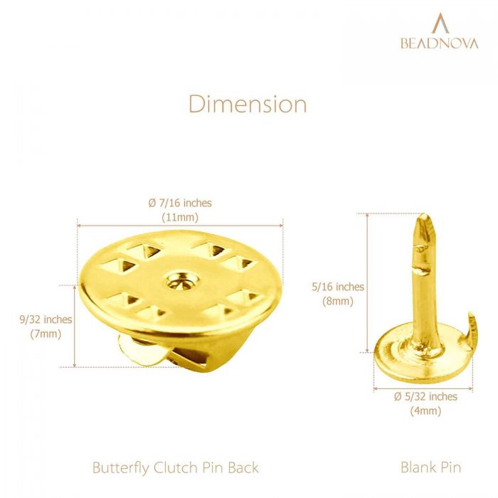 BEADNOVA Butterfly Pin Backings Clutch Tie Tacks Lapel Pin Backs Enamel Pin Backs Blank Pins with Pin Backs (Gold, 300 Sets)