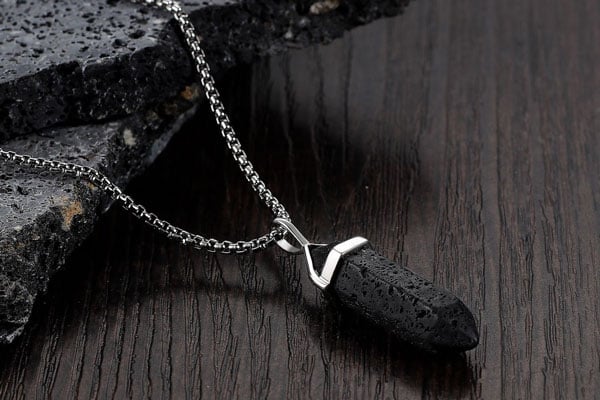 black crystal lava necklace