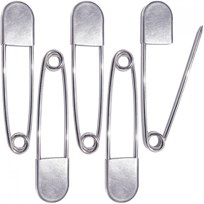BEADNOVA 5 Inch Large Safety Pins Heavy Duty Giant Safety Pins Stainless Steel Big Safety Pin Kilt Pin For Fashion, Sewing, Quilting, Blankets, Upholstery, Laundry and Craft (13cm, 5pcs)