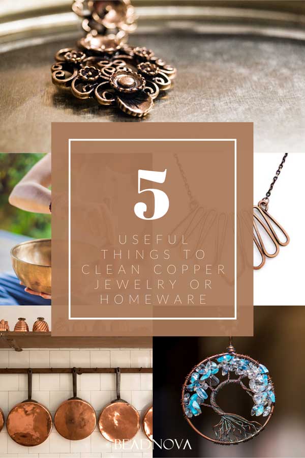 how to clean copper jewelry at home with lemon, ketchup, Worcestershire sauce, baking soda or vinegar.