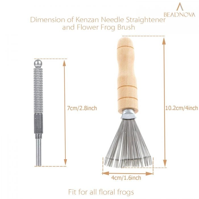Kenzan-Needle-Straightener-And-Flower-Frog-Brush-Set