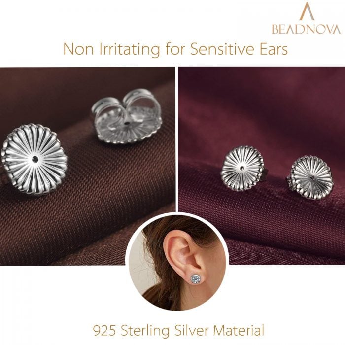 925-Sterling-Silver-Flower-Earring-Backs-2-Pairs
