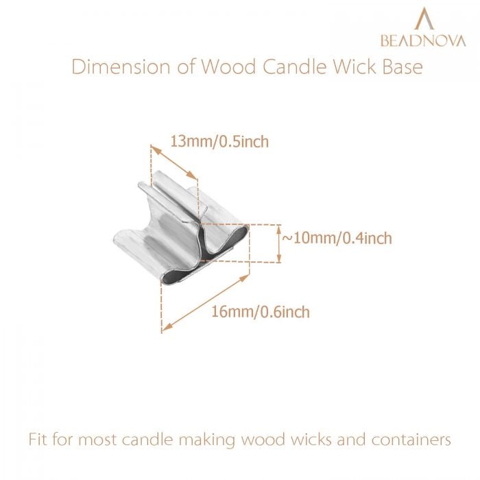BEADNOVA Wood Candle Wick Bases 10pcs Wooden Candle Wick Cilps Sustainer Tabs for Candle Making and Candle DIY (16mm/ 0.6inch)