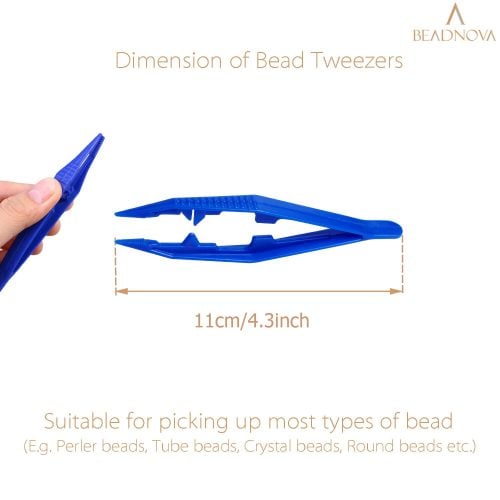 BEADNOVA Bead Tweezers Plastic Forceps Craft Tweezer for DIY Craft Jewelry Making Family School Beading Project (Assorted Colors, 5 Pcs)