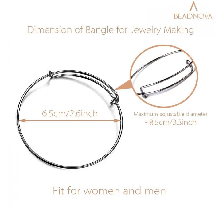 BEADNOVA Bracelet Making Bangles 40 Pcs Gun Black Expandable Bangle Bracelet Charm Bracelets for Jewelry Making DIY Bracelet (Gun Black, 40pcs)