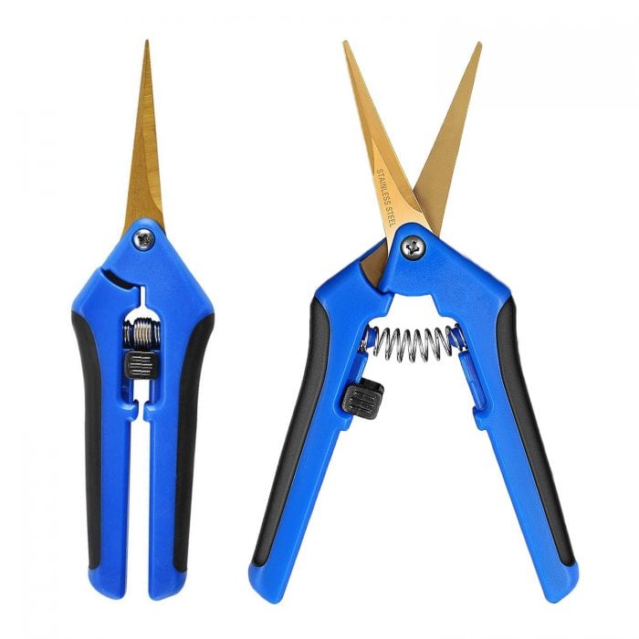 BEADNOVA Trimming Scissors Gardening Scissors Pruning Snips Garden Sheers with Curved Precision Blades Plant Trimmers Pruners for Gardening (Blue, 2 Pcs)