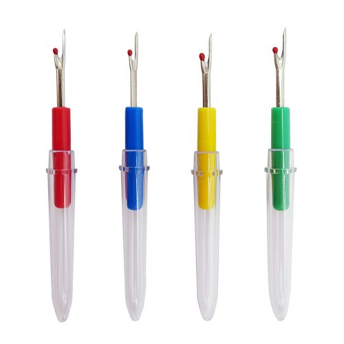 BEADNOVA Seam Ripper 4pcs Stitch Eraser Thread Cutter Small Clothes Tag Remover Seam Rippers for Sewing Crafting Thread Removing (4 Colors)