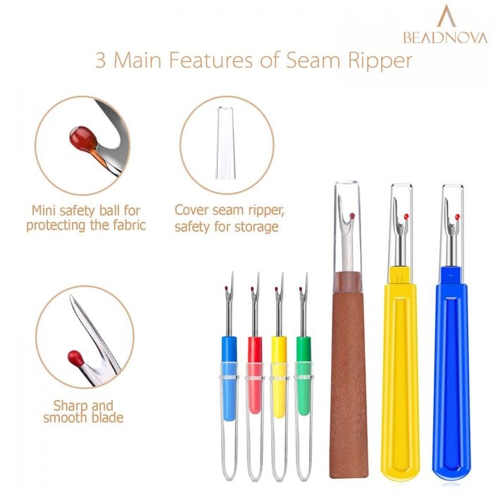 BEADNOVA Seam Ripper 8pcs Thread Cutter Stitch Remover Small and Large Thread Remover Stitch Eraser Tag Remover for Clothes Crafting Embroidery (3 Styles)