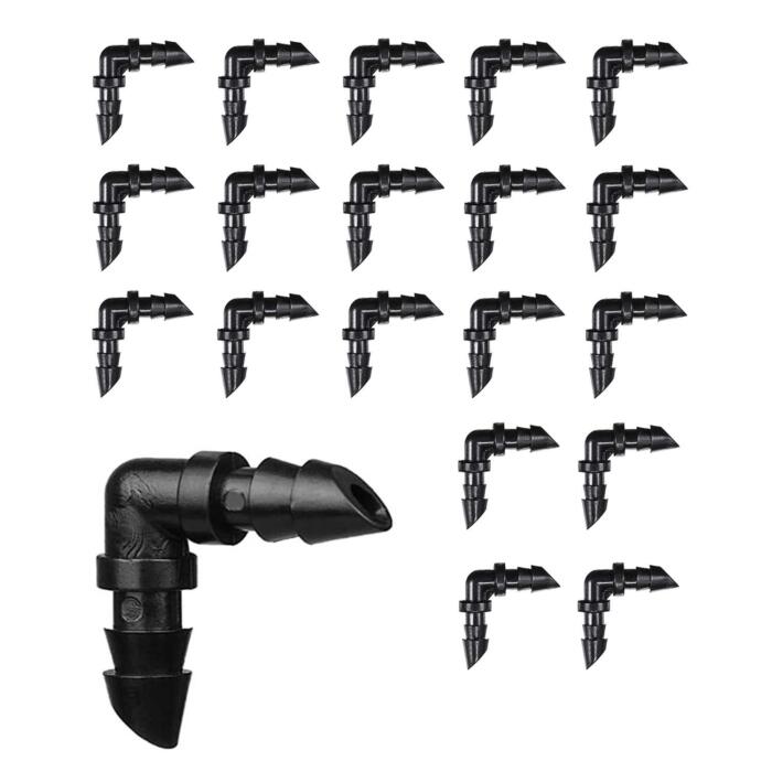 BEADNOVA Drip Irrigation Parts 20 Pcs 1/4 Inch Barbed Elbows Couplings Drip Irrigation Fittings Drip Line Connectors for 1/4 Inch Irrigation Tubing Garden Watering System (20pcs)