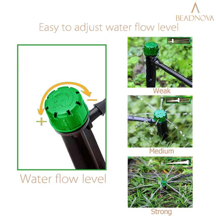 BEADNOVA Irrigation Drippers 50pcs Drip Emitters for 1/4 Inch Irrigation Sprinkler 360 Degree Micro Sprinkler Adjustable Drip Irrigation Heads Drippers for Drip Irrigation Parts Garden Patio Lawn