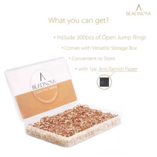 BEADNOVA 6mm Jump Rings Rose Gold Jump Rings for Keychains Open Jump Rings for Necklace Repair (300Pcs)