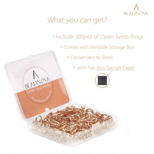 BEADNOVA 10mm Jump Rings Rose Gold Jewelry Jump Rings for Jewelry Making Open Jump Rings for Keychains (300Pcs)