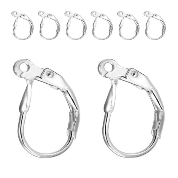 BEADNOVA 925 Sterling Silver Leverback Earring Hooks 8pcs French Ear Wire Lever Back Earwire for Jewelry Making Crafting