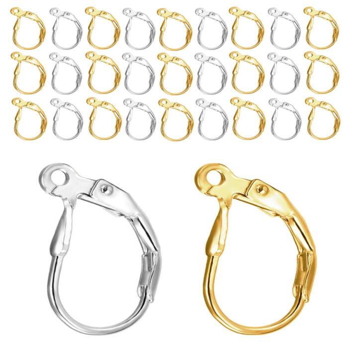 BEADNOVA Leverback Earring Hooks 80pcs French Ear Wire Lever Back Earwire for Jewelry Making Crafting (Gold and Silver)