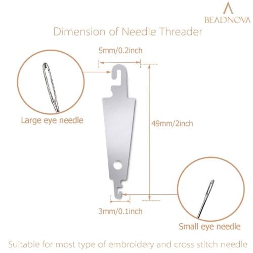 BEADNOVA Needle Threaders 20pcs Stainless Steel Hand Sewing Needle Threaders for Large Eye Needles Cross Stitch Embroidery Craft Knitting Quilting