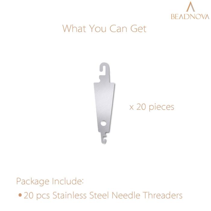 BEADNOVA Needle Threaders 20pcs Stainless Steel Hand Sewing Needle Threaders for Large Eye Needles Cross Stitch Embroidery Craft Knitting Quilting