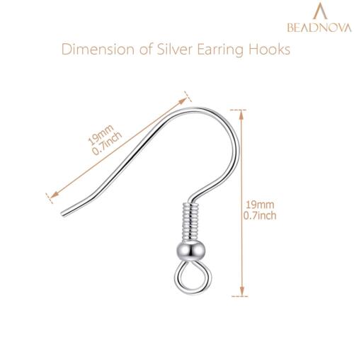 BEADNOVA Earring Hooks 300pcs Earring Kits with Rubber Earring Backs Earring Hook for Jewelry Making DIY Earring Supplies (300pcs Silver Earring Hooks and 300pcs Earring Backs, Total 600pcs)